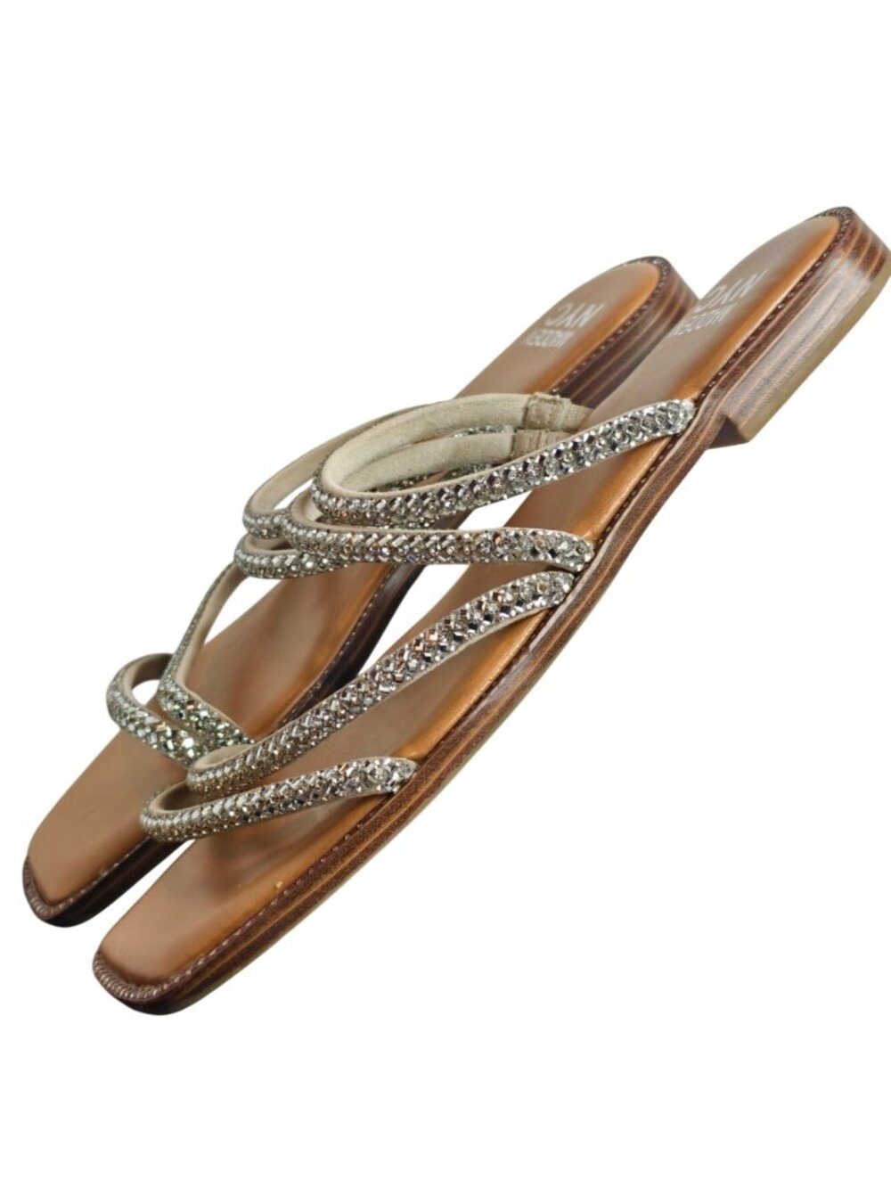 Madden NYC Womens 10 Rhinestone Sandals Zig Zig Bling Slip-On Prom Homecoming - Picture 5 of 7